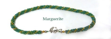 Collier de perles Marguerite, en perles de verre de couleur verte avec insertion de perles de verre jaune et fermoir pour les personnes qui ont des douleurs aux mains.