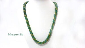 Collier de perles Marguerite, en perles de verre de couleur verte avec insertion de perles de verre jaune et fermoir pour les personnes qui ont des douleurs aux mains.